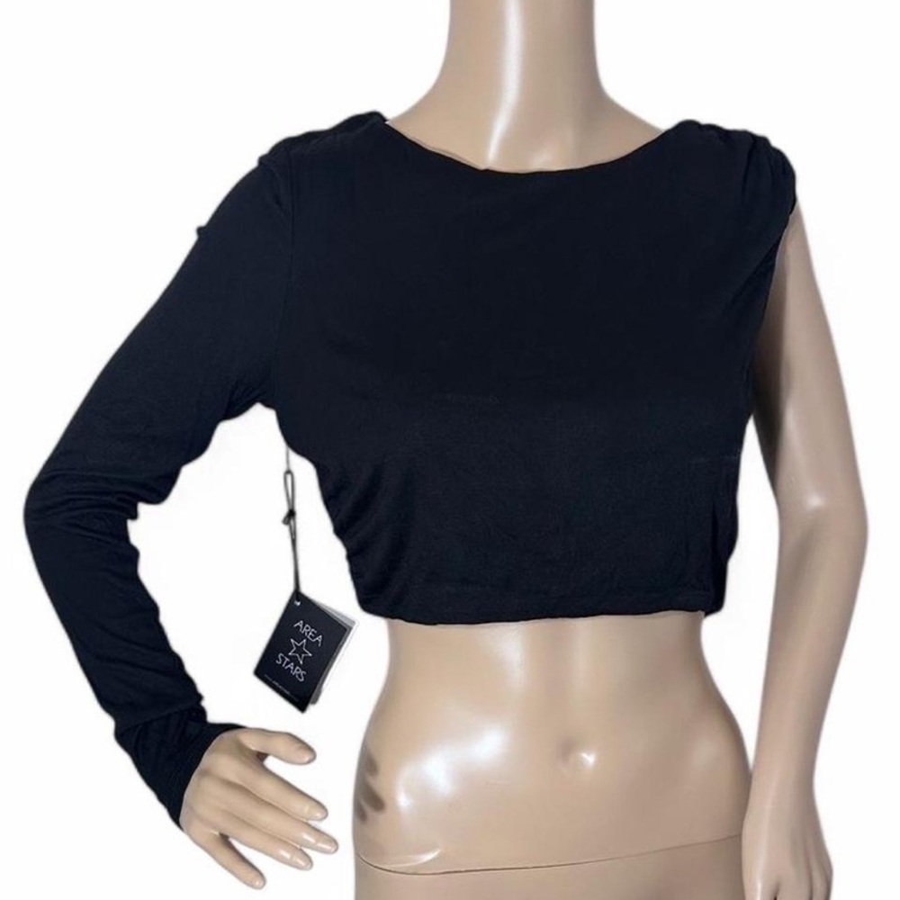 Area stars One sleeve Black Jacqui Crop top size L NWT - Picture 3 of 8